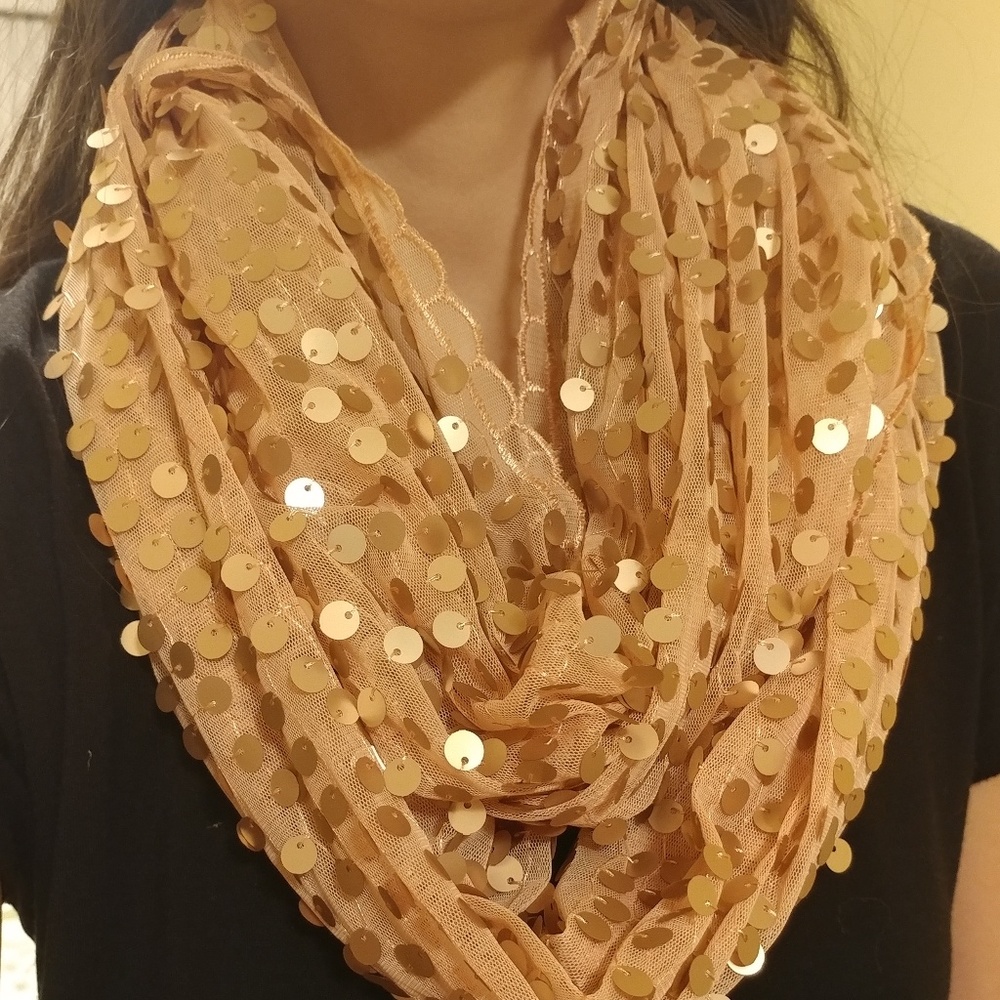 Sequined infinity scarf